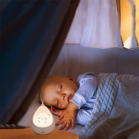 Lampa de Veghe, Flippy, Portabila, cu 2 Moduri de Functionare, Silicon Non-Toxic, Reincarcabila USB, Senzor Miscare, Model Pisica, Alb