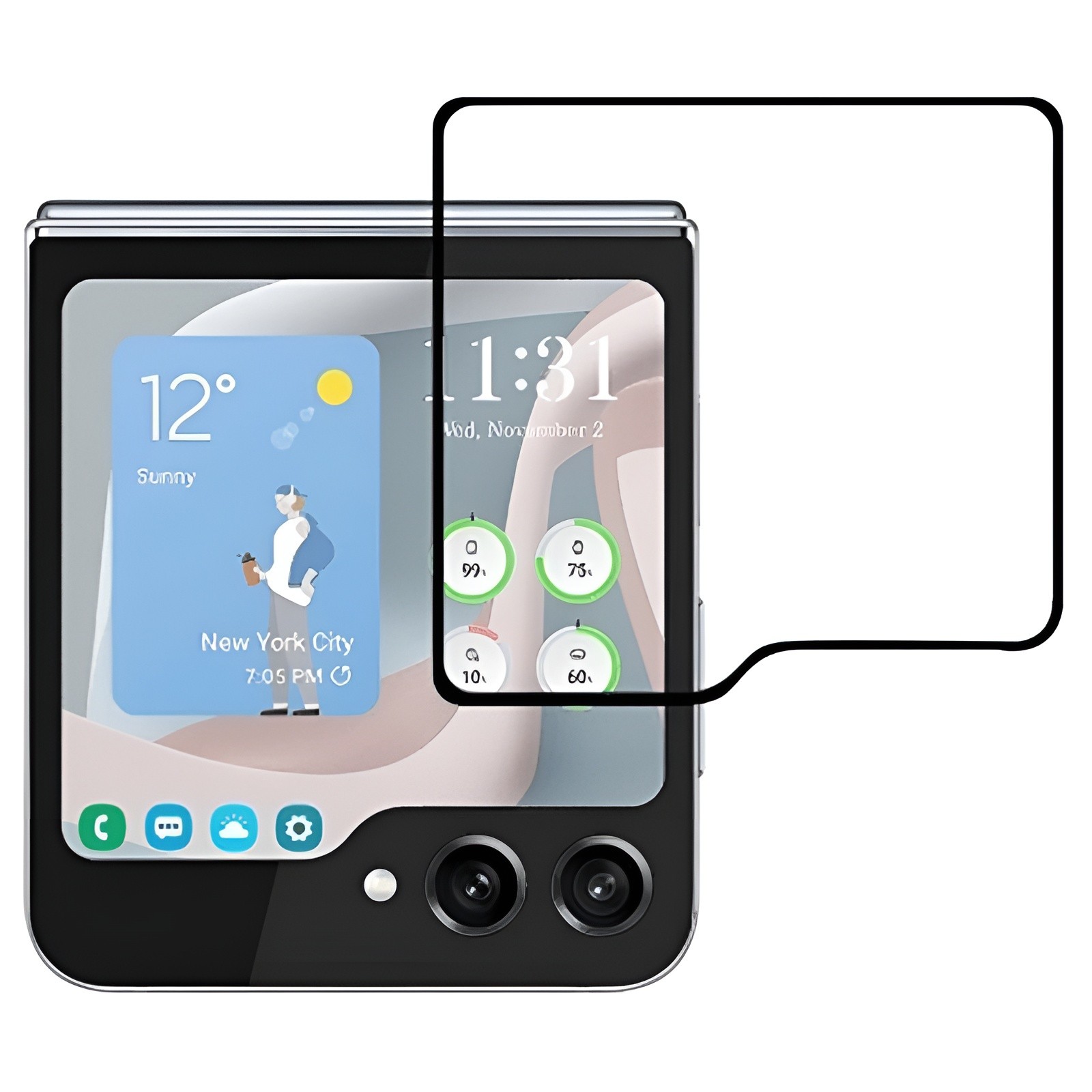 Folie Sticla Securizata, Flippy, Pentru Samsung Galaxy Z Flip 5, Full Glue, Margini Negre, Transparent Folie Sticla Securizata, Flippy, Pentru Samsung Galaxy Z Flip 5, Full Glue, Margini Negre, Transparent
