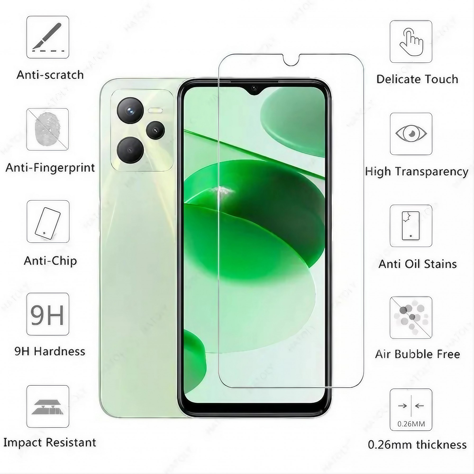 Folie Sticla Securizata, Flippy, Pentru  Realme C53, Full Glue, Margini Negre, Transparent