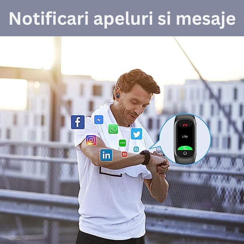 Ceas Smartwatch 2 in 1, cu Casti Bluetooth, N8 TWS, Plug in Lateral, Afisaj 1.47 inch, Rezolutie 172*320, Negru