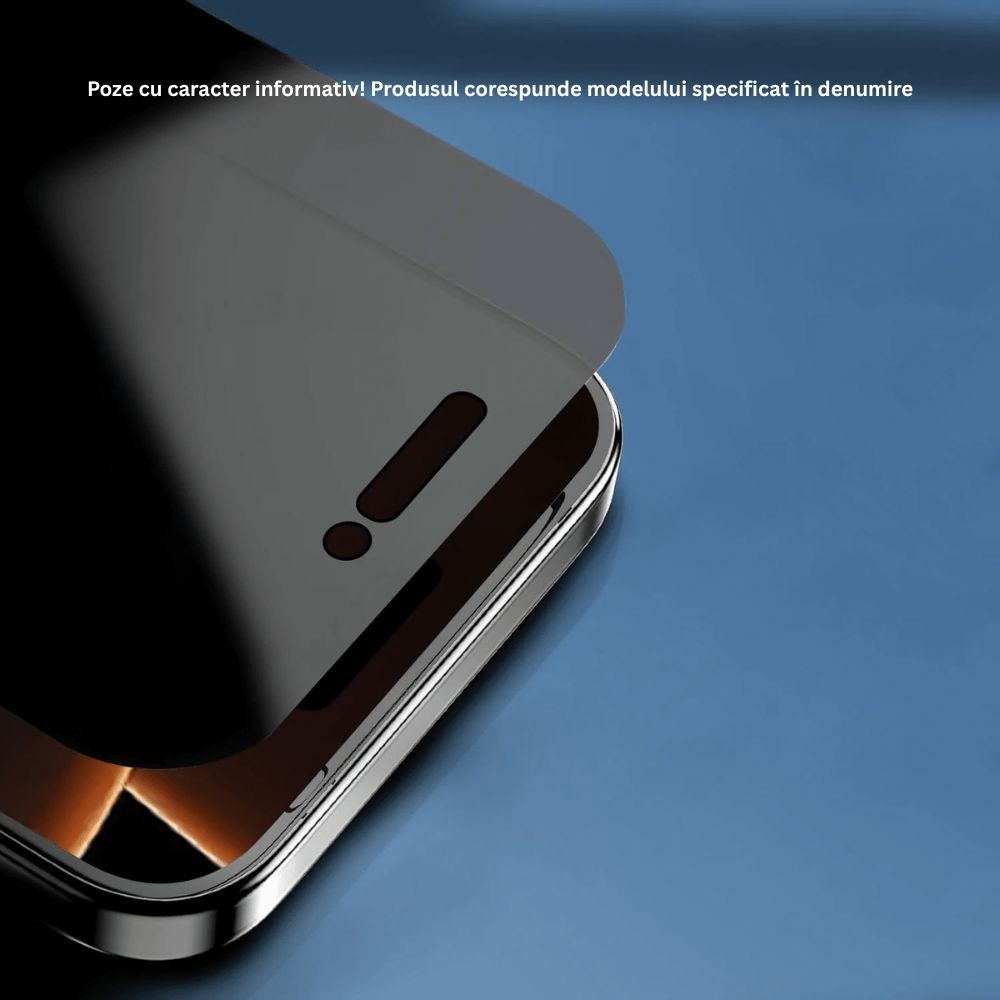 Folie Sticla Securizata, Flippy, Pentru Apple iPhone 16 Pro, Privacy Classic, 2.5D, Confidentialitate 30°, Negru Transparent