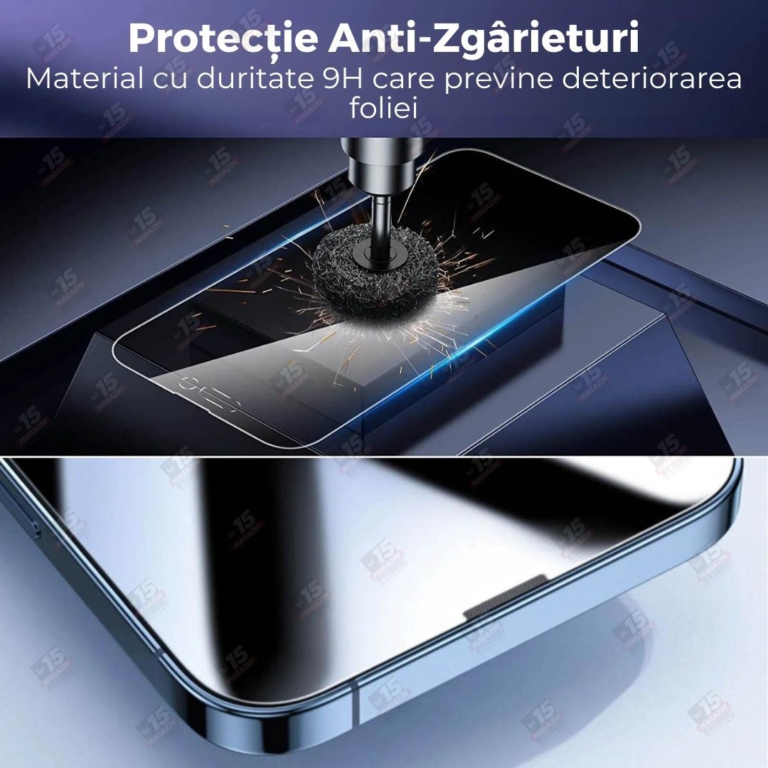 Folie Sticla Securizata, Flippy, Pentru Apple iPhone 16 Pro, Privacy Classic, 2.5D, Confidentialitate 30°, Negru Transparent