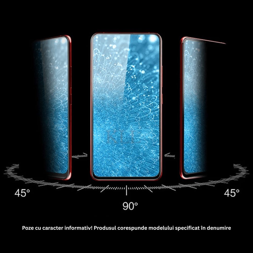 Folie Sticla Securizata, Flippy, Pentru Xiaomi Redmi Note 13 Pro, Privacy Classic, 2.5D, Confidentialitate 35°, Negru Transparent