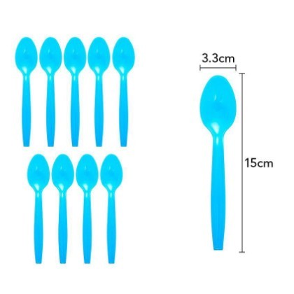 Set 10 Linguri de Unica Folosinta Flippy, Plastic, Albastru, 15x3.3 cm