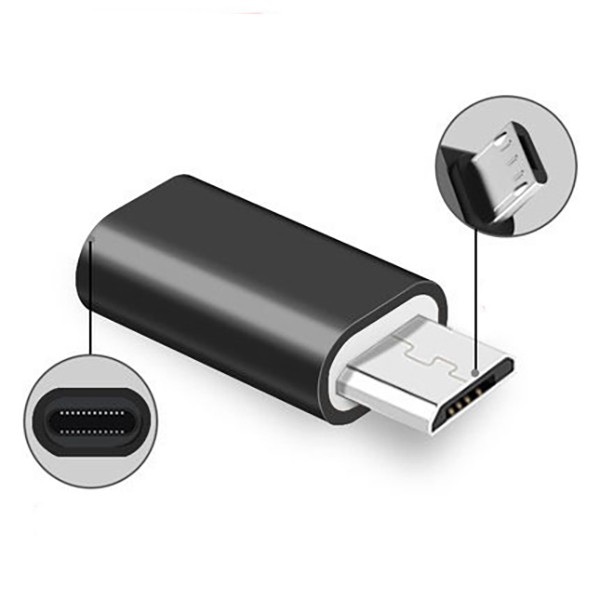 Adaptor micro USB spre Lightning pentru telefon, Flippy, Adaptor micro USB spre Lightning, 2.8 cm, Negru