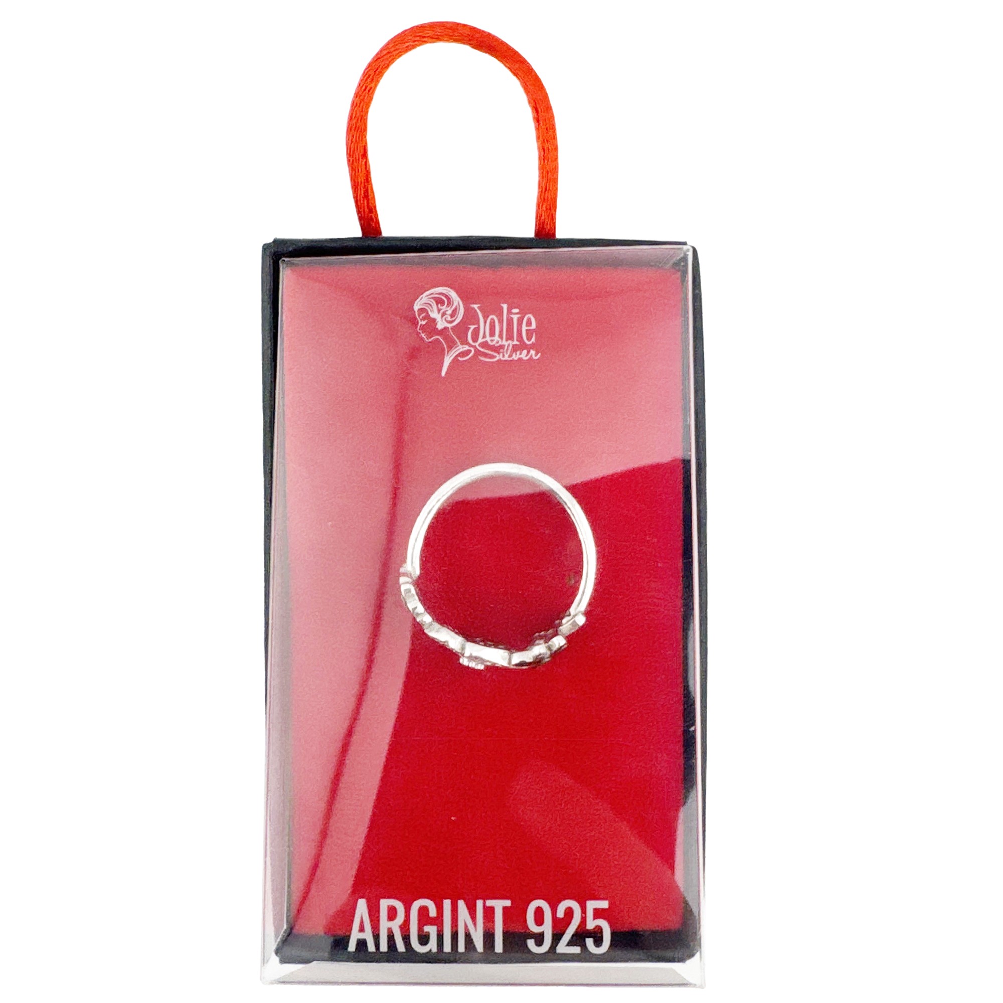 Inel pentru Dama Argint 925, Jolie, Model Trifoi cu Email Negru, 4.9 g, Marimea 60, Argintiu/Negru