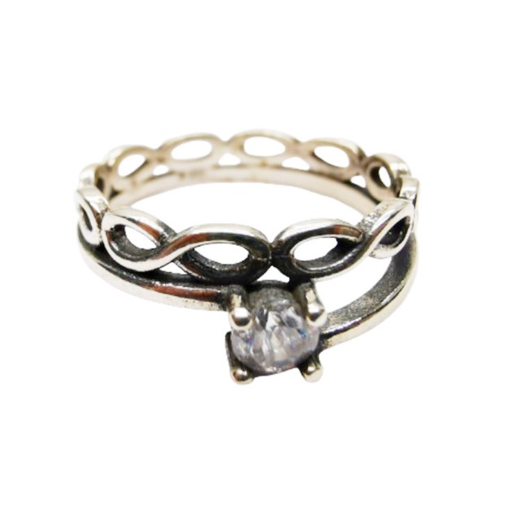 Inel pentru Dama Argint 925, Jolie, Model Impletit, cu Piatra 4.3 gr, Marimea 57, 2.5 x 2 cm, Argintiu