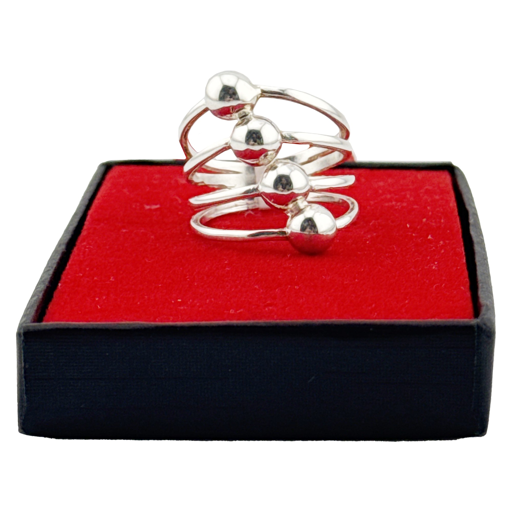 Inel pentru Dama Argint 925, Jolie, Model 4 bile, 6 gr, Marimea 55, 2.5 x 2 cm, Argintiu