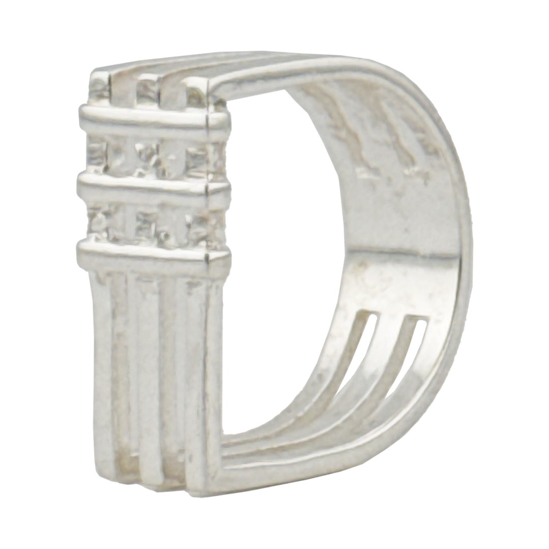 Inel pentru Dama Argint 925, Jolie, Model Patrat in 3 Sectiuni, 5.1 gr, Marimea 54, Argintiu