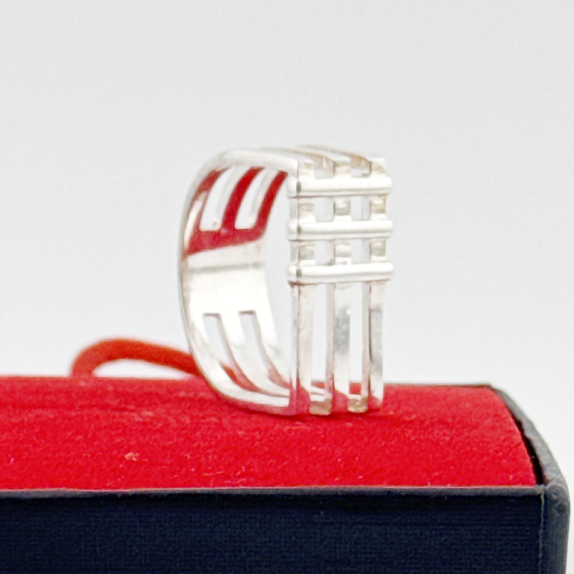 Inel pentru Dama Argint 925, Jolie, Model Patrat in 3 Sectiuni, 5.1 gr, Marimea 56, Argintiu