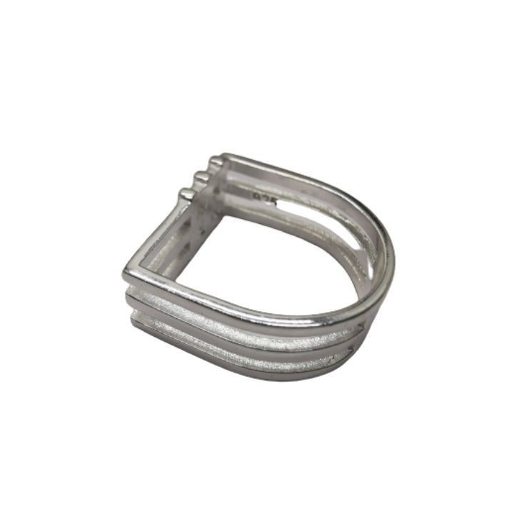 Inel pentru Dama Argint 925, Jolie, Model Patrat in 3 Sectiuni, 5.1 gr, Marimea 59, Argintiu