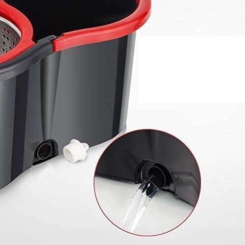 Set mop rotativ cu galeata Flippy, material plastic si microfibra, rezistent, cu dop scurgere, vas detasabil, pentru interior, capacitate 8 l, negru/rosu, Resigilat