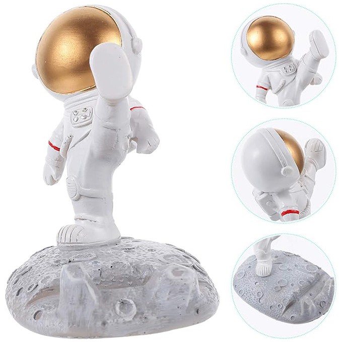 Suport pentru Telefon, Flippy, Suport de Birou pentru Telefon, Suport Telefon pentru Copii, Model Astronaut, Model 1, 9 x 10 x 6.5 cm, Plastic, Alb