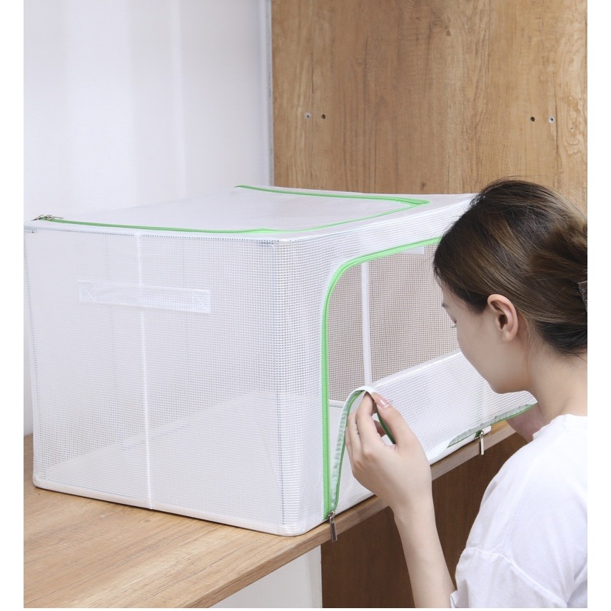 Cutie de Depozitare, Flippy, pentru Camera Copiilor, 100L, din PVC, Model Unicorn, 60 x 42 x 40 cm, Transparent