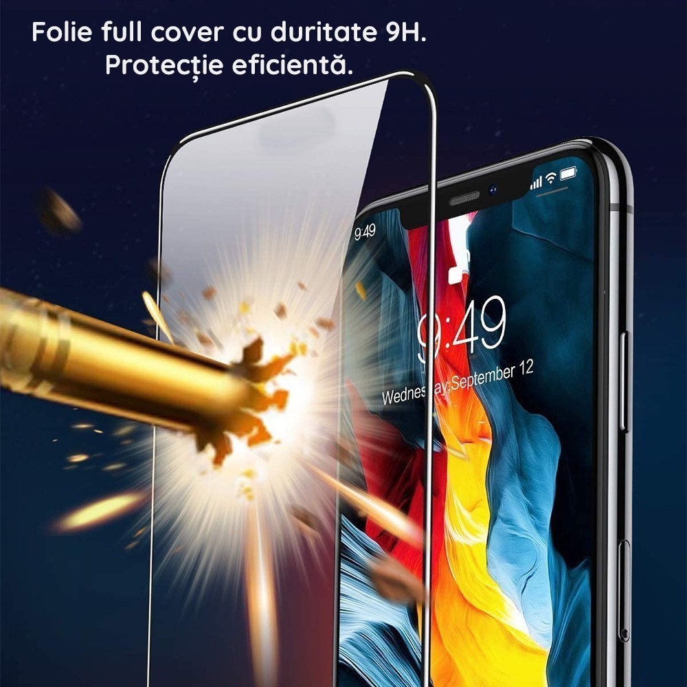 Folie Sticla Securizata pentru Xiaomi Mi Poco M6, Flippy, Sticla de Protectie Compatibila cu Xiaomi Mi Poco M6, Full Cover 111D, HD, Margini Negre, Transparenta