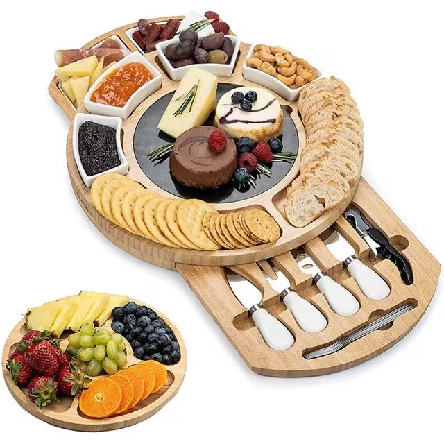 Platou Festiv, Flippy, din Lemn, pentru Branzeturi si Aperitive, 18 Piese, Maro