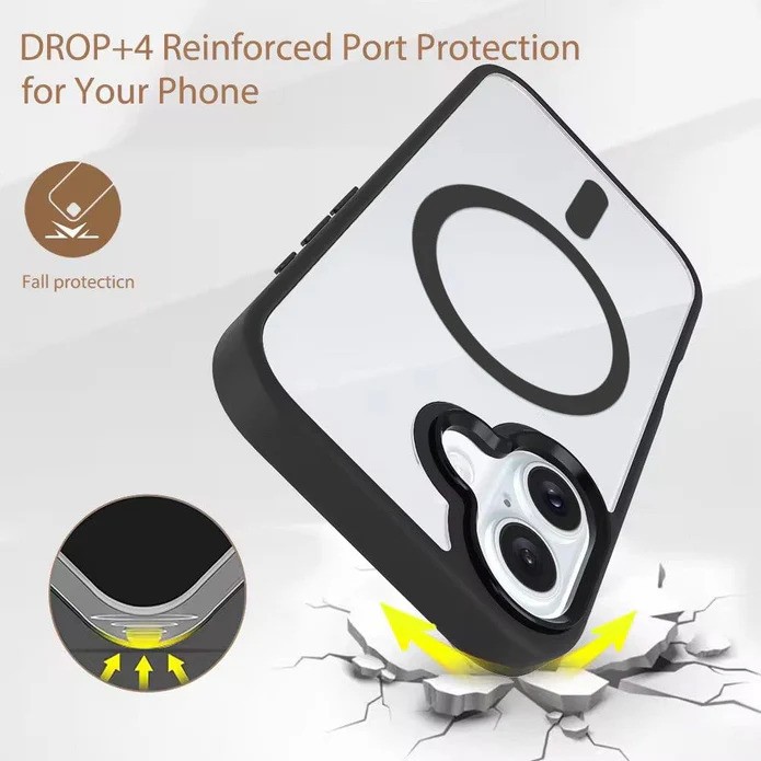 Husa de Protectie Compatibil cu iPhone 16 Plus, Flippy, Incarcare Wireless, Tehnologie Magsafe, Carcasa din TPU/ PC, Protectie Camera, Antisoc, Antizgariere, Gri - Transparent
