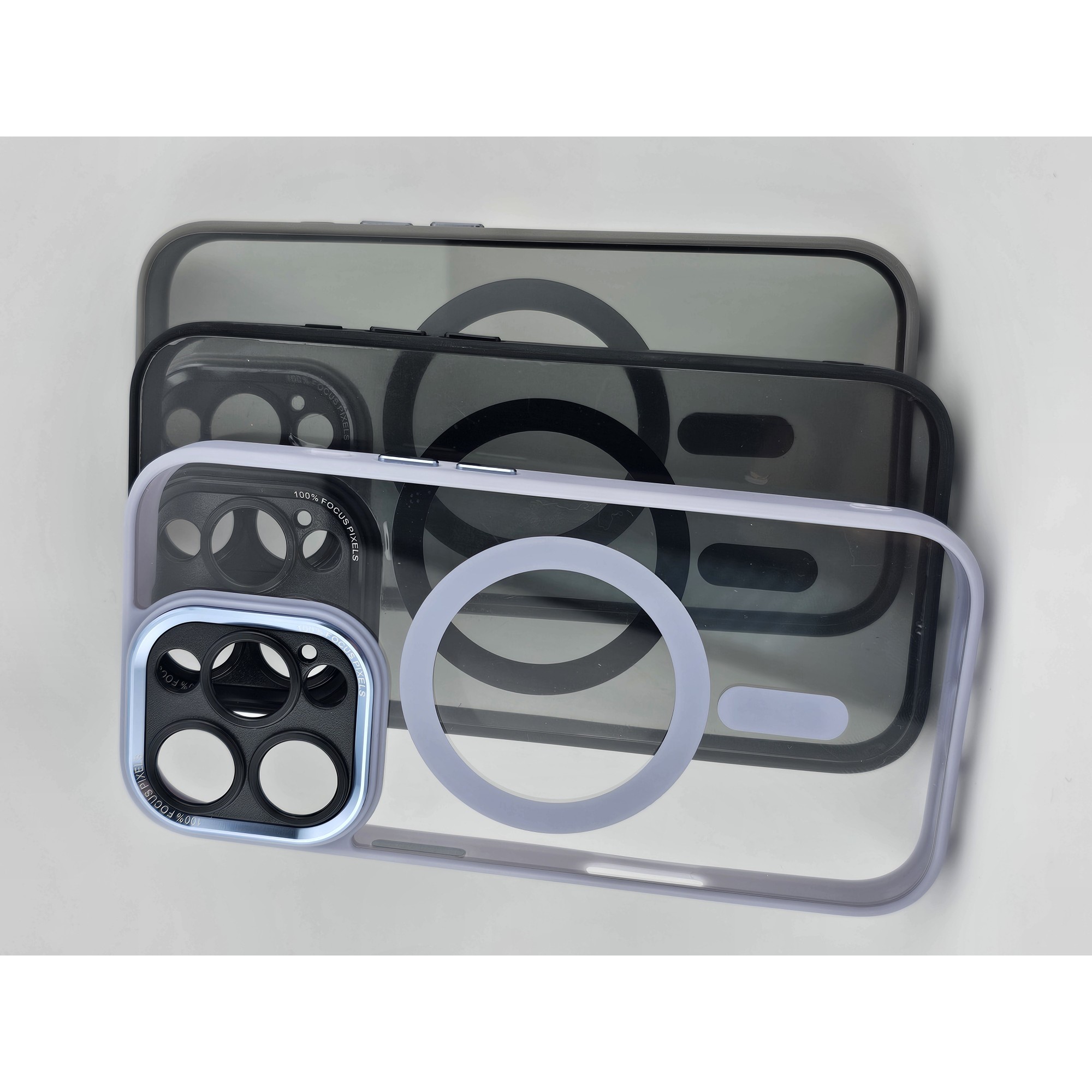 Husa de Protectie Compatibil cu iPhone 16, Flippy, Incarcare Wireless, Tehnologie Magsafe, Carcasa din TPU/ PC, Protectie Camera, Antisoc, Antizgariere, Gri - Transparent