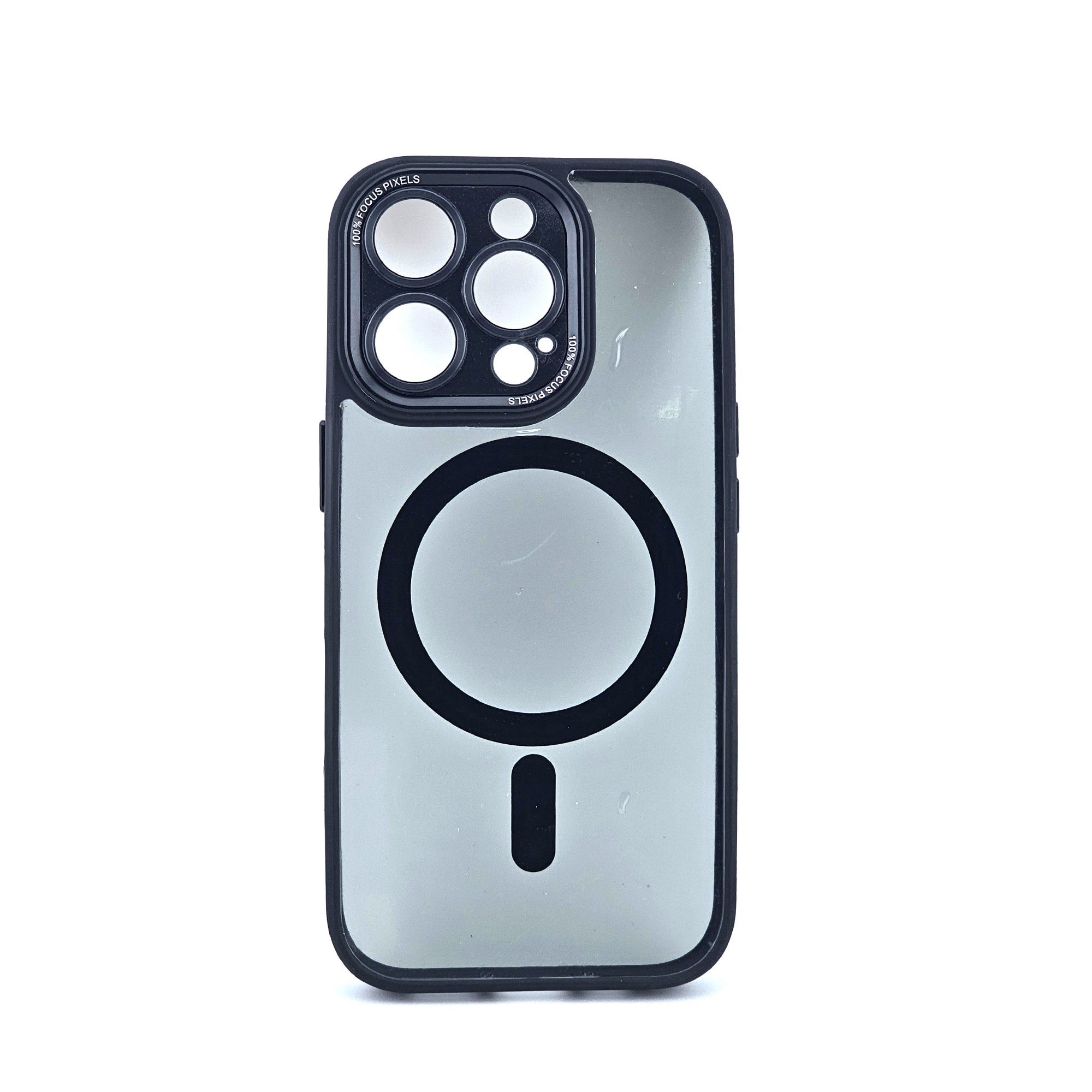 Husa de Protectie Compatibil cu iPhone 16 Pro Max, Flippy, Incarcare Wireless, Tehnologie Magsafe, Carcasa din TPU/ PC, Protectie Camera, Antisoc, Antizgariere, Negru - Transparent