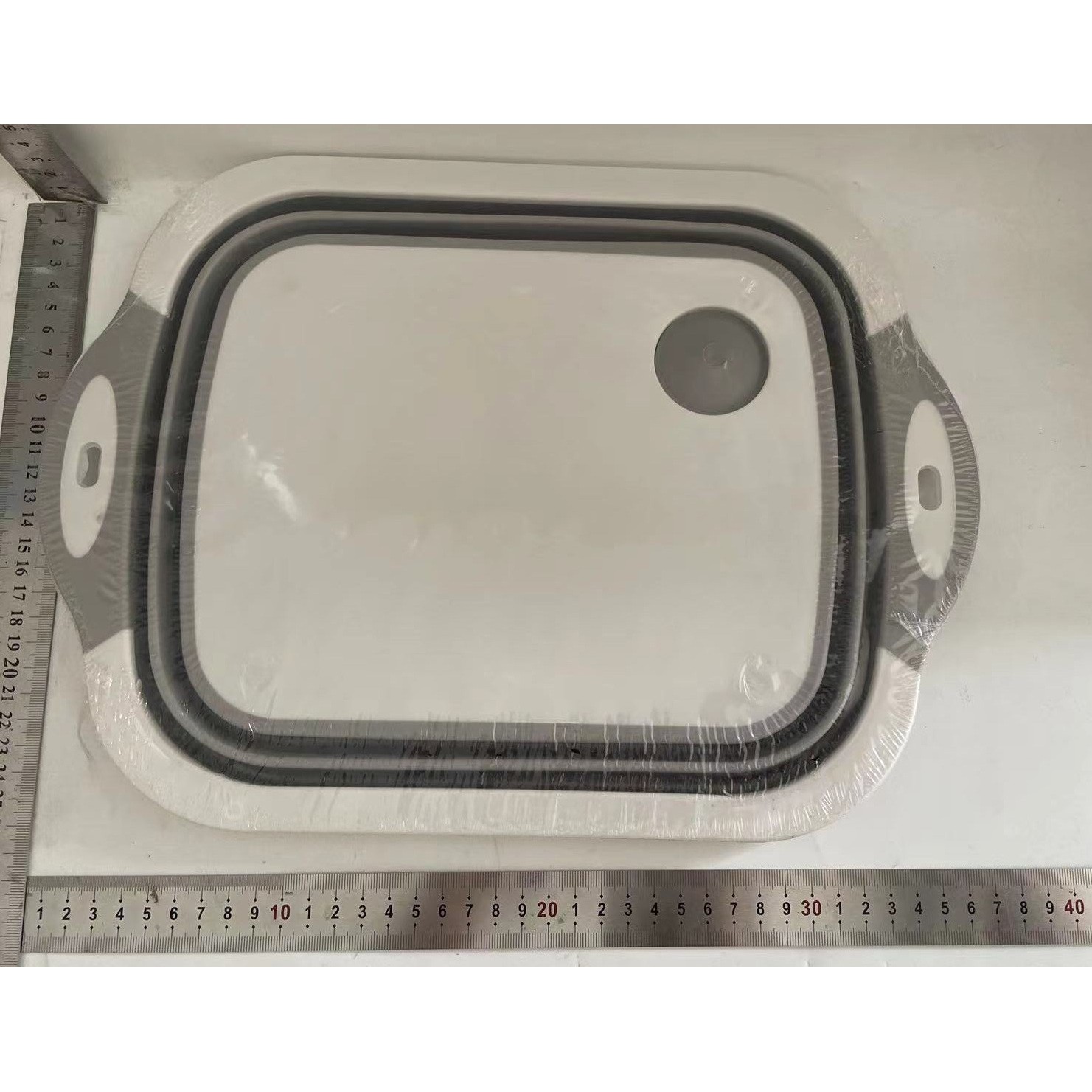 Tocator Multifunctional, Flippy, 2 in 1, cu Cos pentru Spalat si Scurgere Alimente, 480 g, Pliabila, Gri