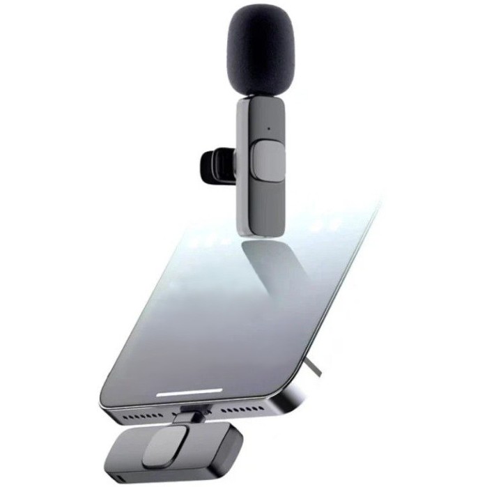 Microfon Lavalieră Wireless, Flippy, Bluetooth 5.0, 1 Microfon + 1 Receptor Tip C, Autonomie 1-3h, 70 dB, Baterie 50 mAh, Negru