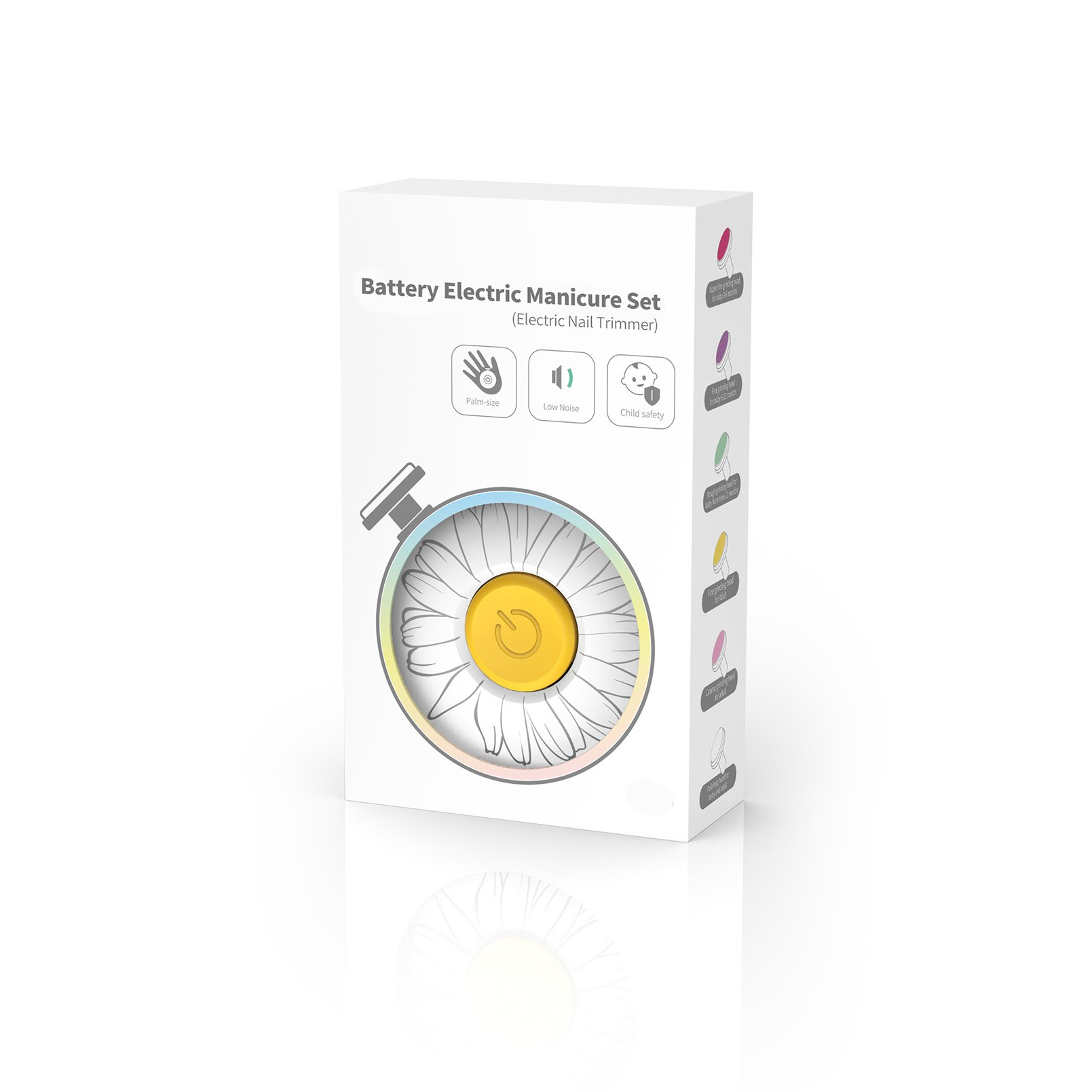 Set Pila Electrica pentru Copii si Bebelusi, Flippy, ABS, Incarcare USB, Model cu Flori, 6 Accesorii, cu Lumina LED, Alb