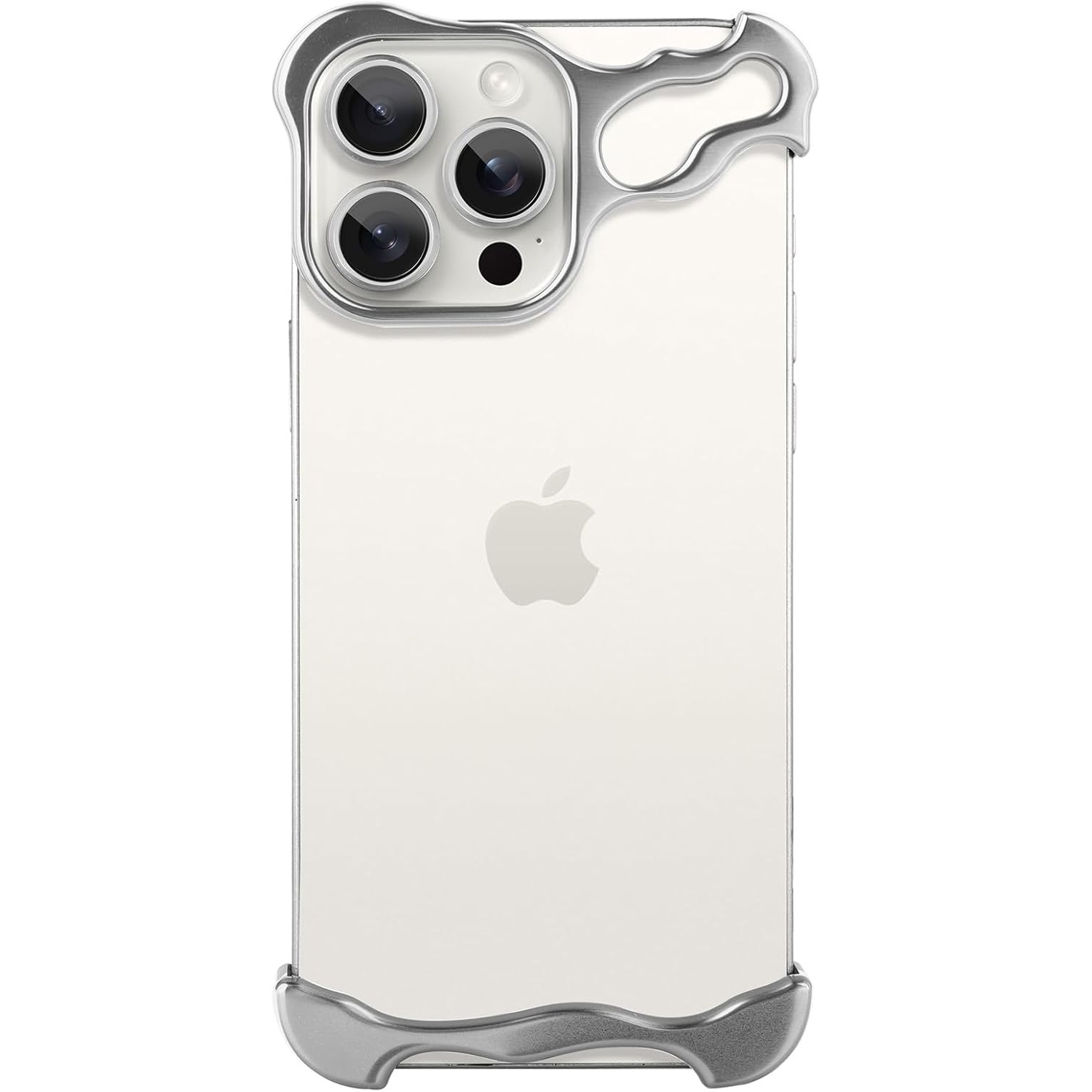 Husa Metalica Compatibila cu iPhone 16 Pro Max, Flippy, Protectie pentru Colturile Telefonului si Camera, Aliaj, Antisoc, Antizgariere, Argintiu