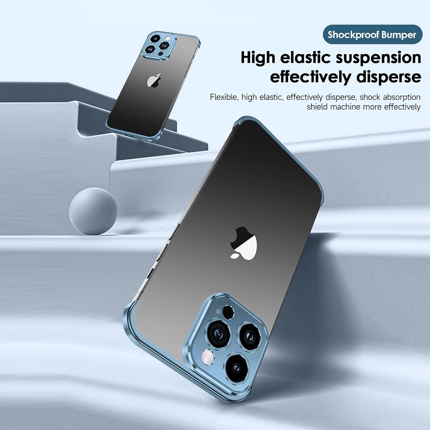 Husa Metalica Edgeless Compatibila cu iPhone 16 Pro Max, Flippy, Protectie pentru Colturi si Camera, Aliaj Aluminiu, Antisoc, Antizgariere, Albastru