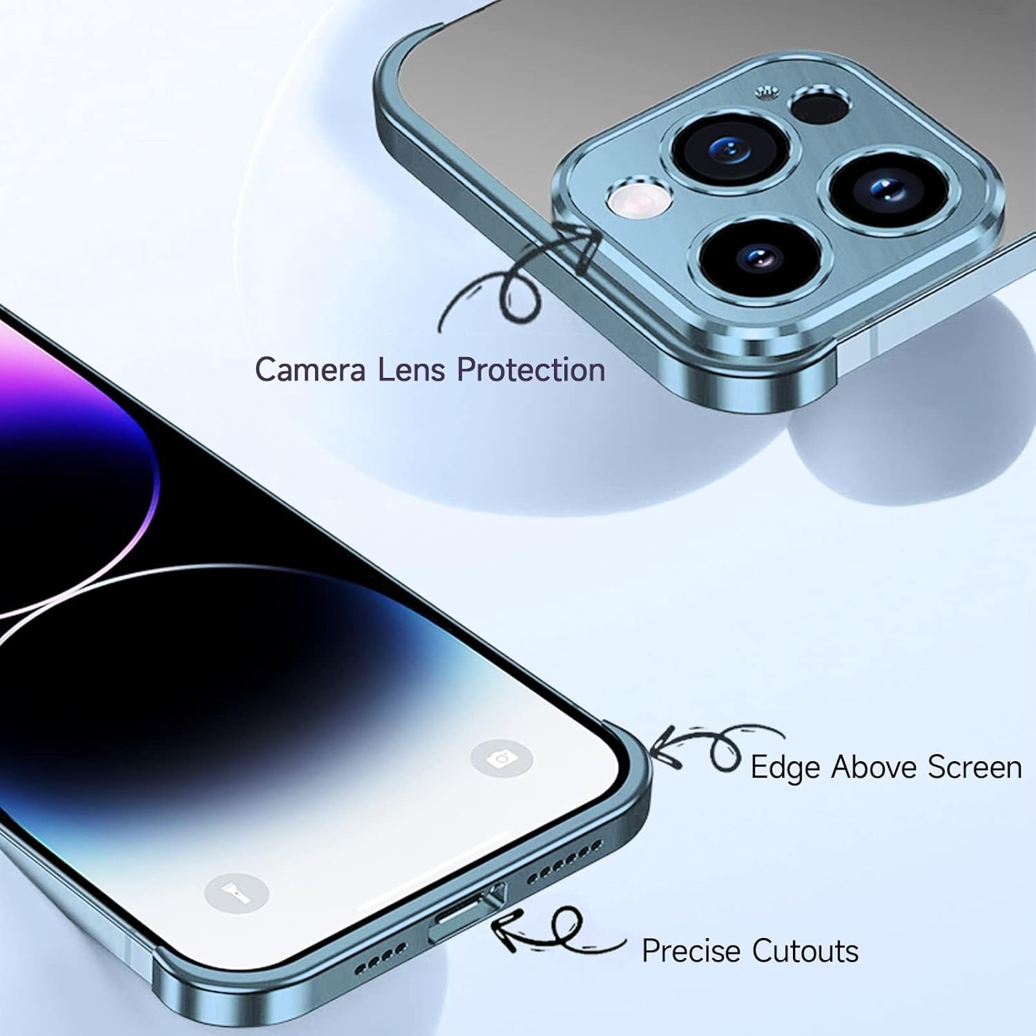 Husa Metalica Edgeless Compatibila cu iPhone 16 Pro Max, Flippy, Protectie pentru Colturi si Camera, Aliaj Aluminiu, Antisoc, Antizgariere, Albastru