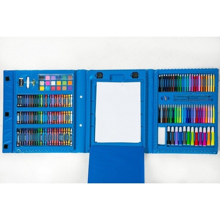 Set 208 Piese, Complet pentru Pictura si Desen, Flippy, Tip Servieta, 3-12 Ani, 32 x 27 x 5 cm, Albastru