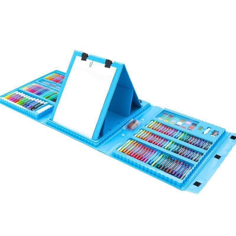 Set 208 Piese, Complet pentru Pictura si Desen, Flippy, Tip Servieta, 3-12 Ani, 32 x 27 x 5 cm, Albastru