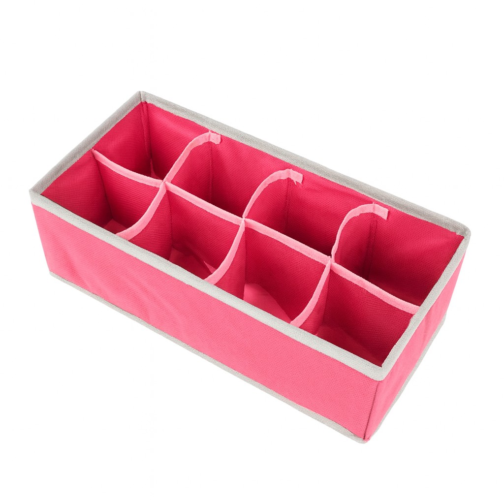 Cutie De Depozitare, Flippy, Pentru Lenjerie, Sosete Si Sutiene, Material Textil, 8 Compartimente, 32 x 16 x 10 cm, Culoare Roz