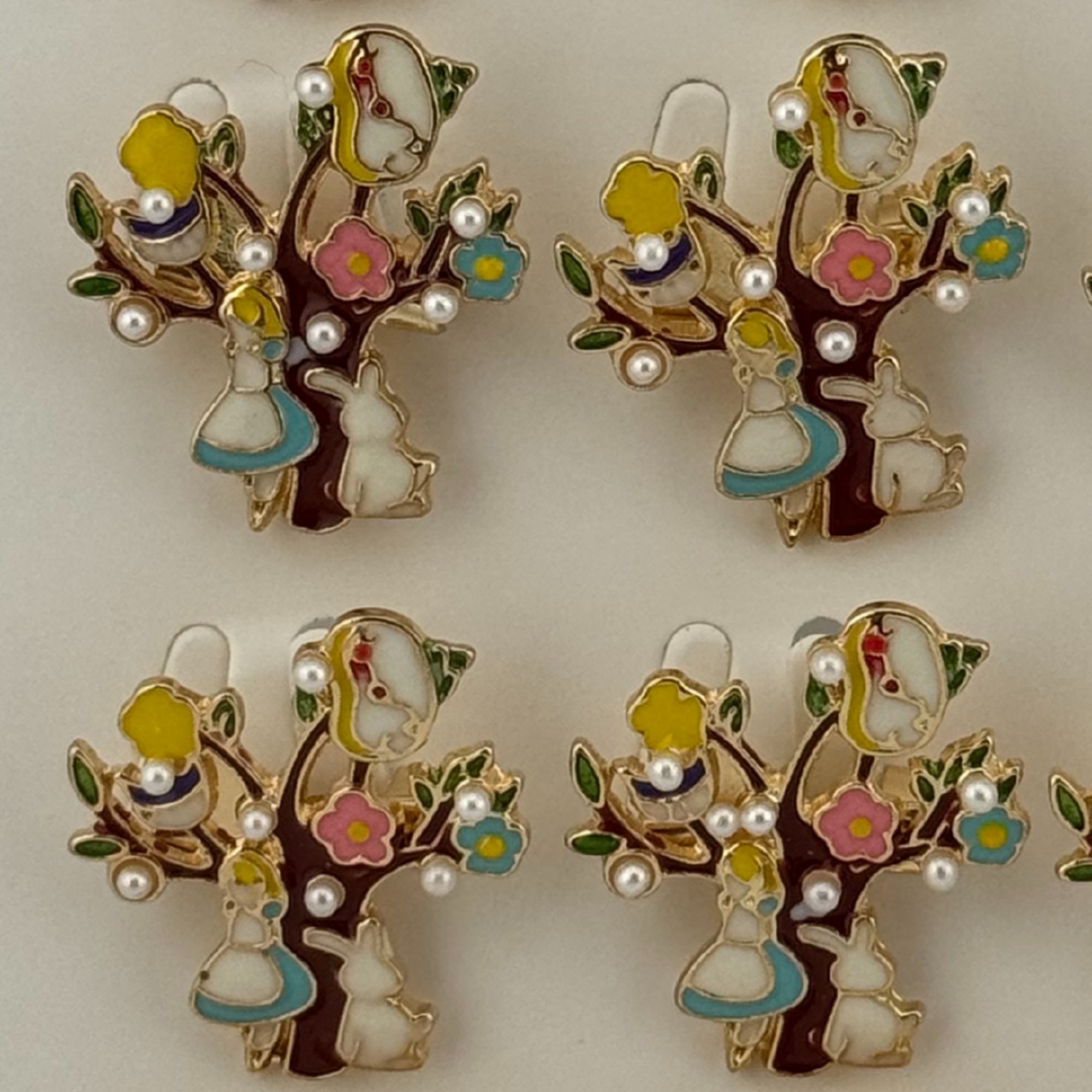 Set 12 Brose Martisor Primavara, Jolie, Model Copac, Fetita si Iepuras, Multicolor