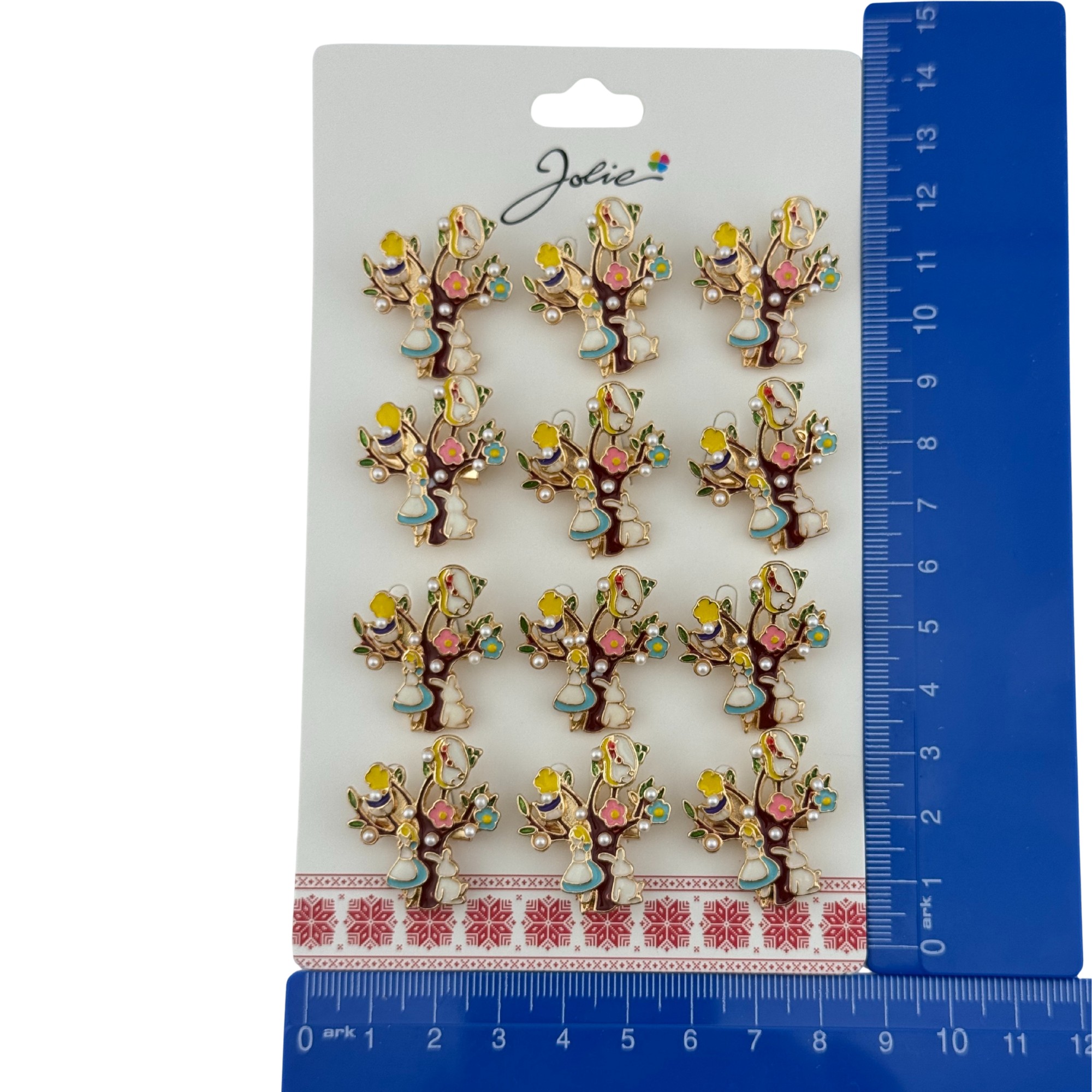 Set 12 Brose Martisor Primavara, Jolie, Model Copac, Fetita si Iepuras, Multicolor