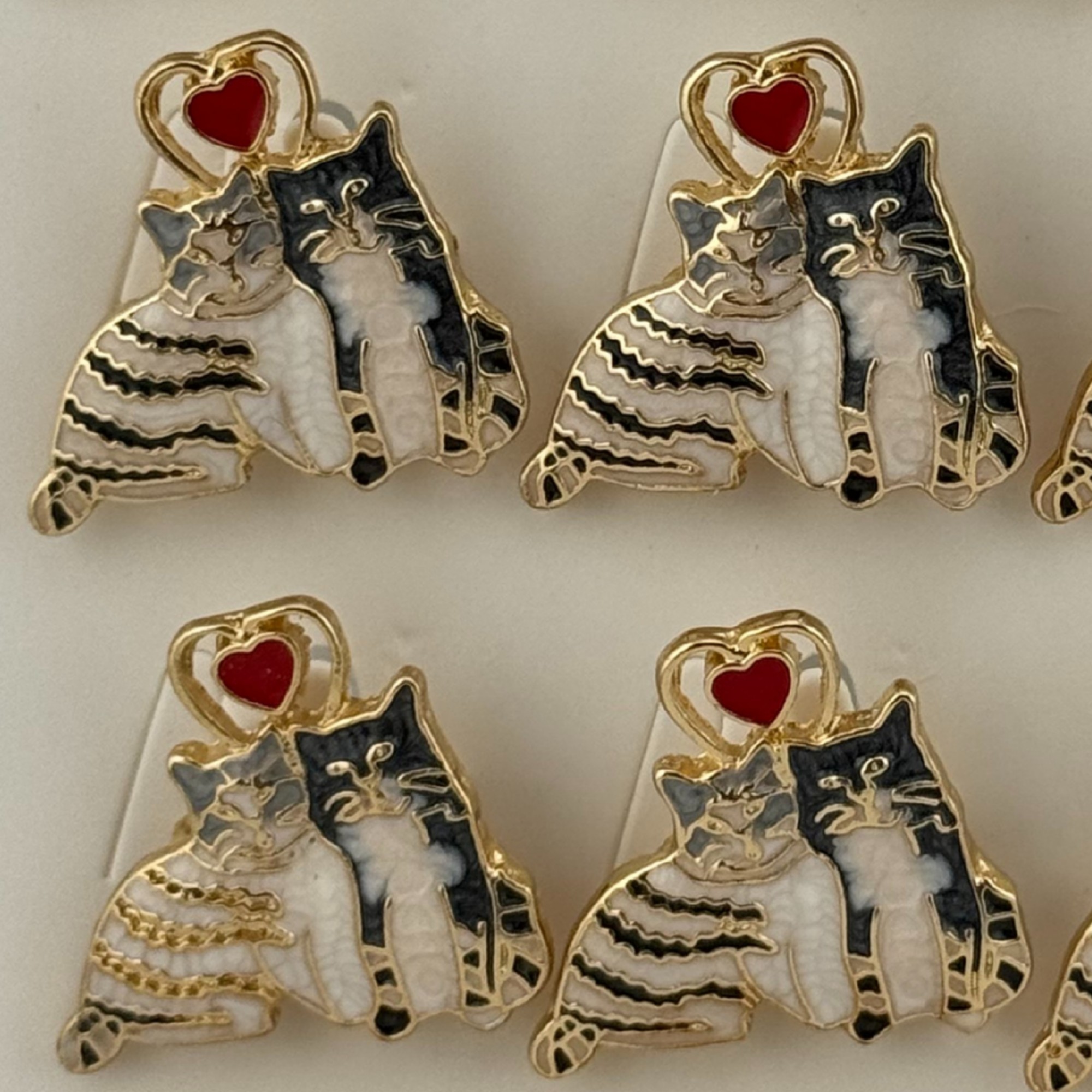 Set 12 Brose Martisor Primavara, Jolie, Model Cuplu de Pisici