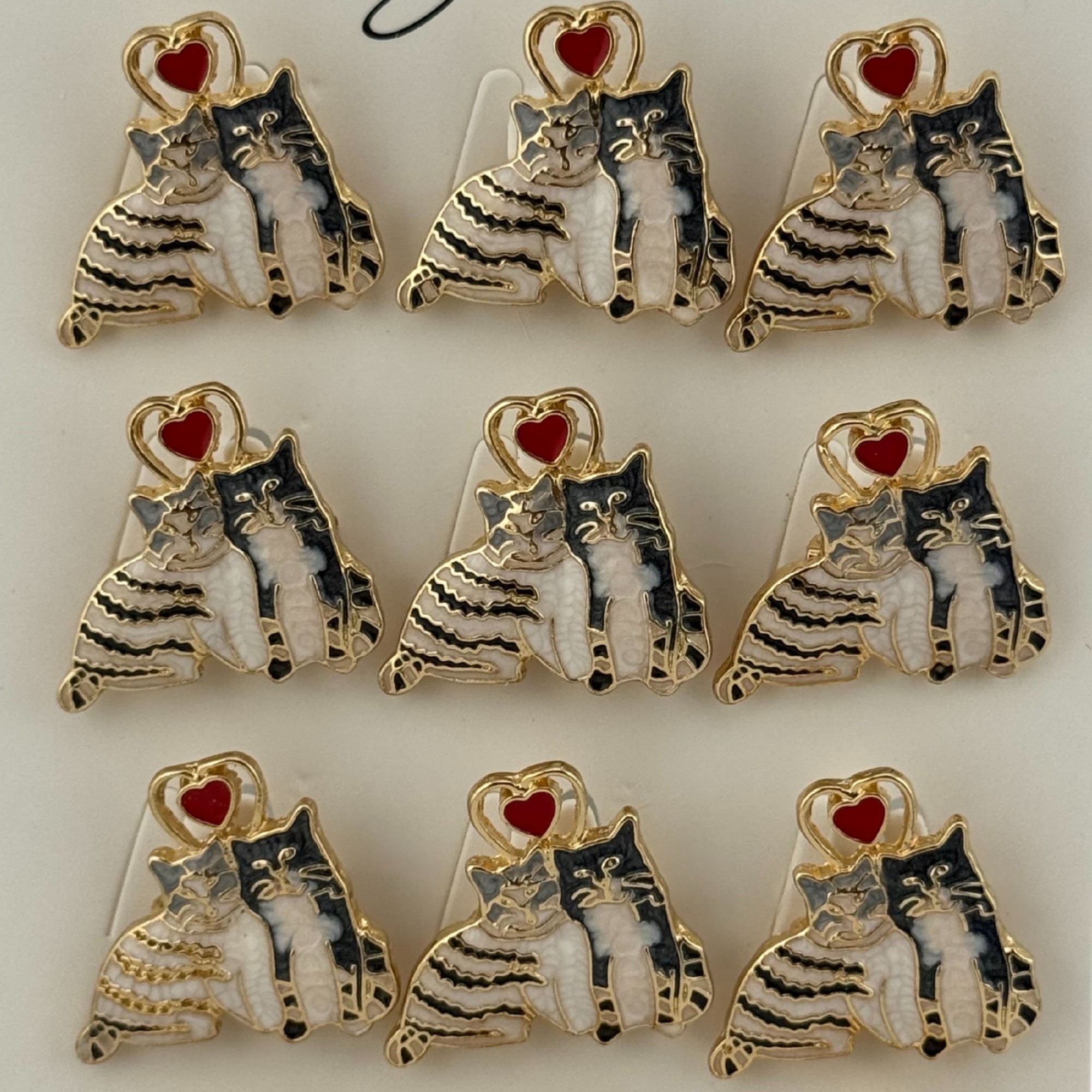 Set 12 Brose Martisor Primavara, Jolie, Model Cuplu de Pisici