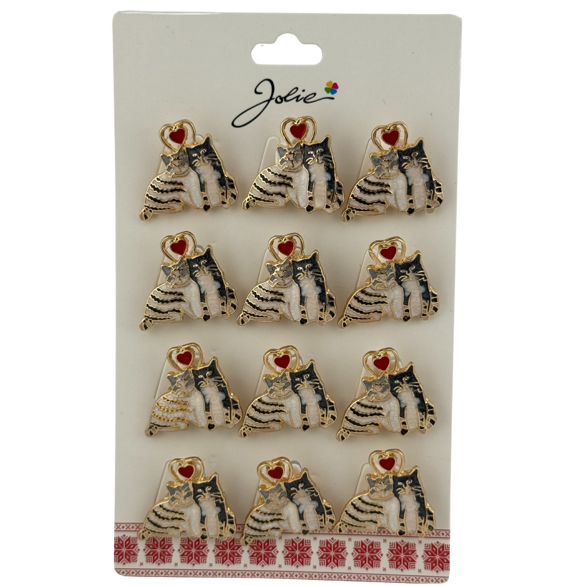 Set 12 Brose Martisor Primavara, Jolie, Model Cuplu de Pisici