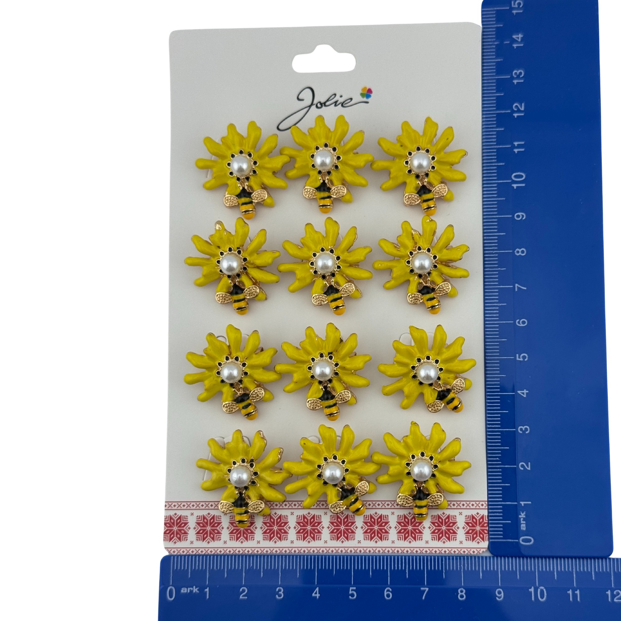 Set 12 Brose Martisor Primavara, Jolie, Model Albina pe Floare Galbena