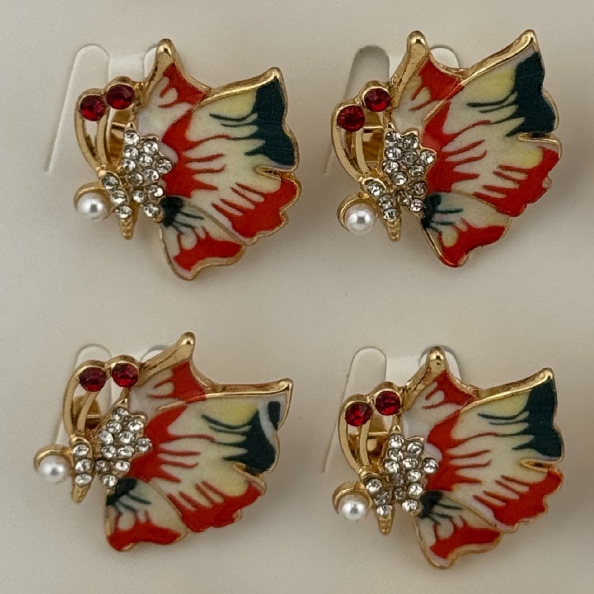 Set 12 Brose Martisor Primavara, Jolie, Model Fluture Rosu