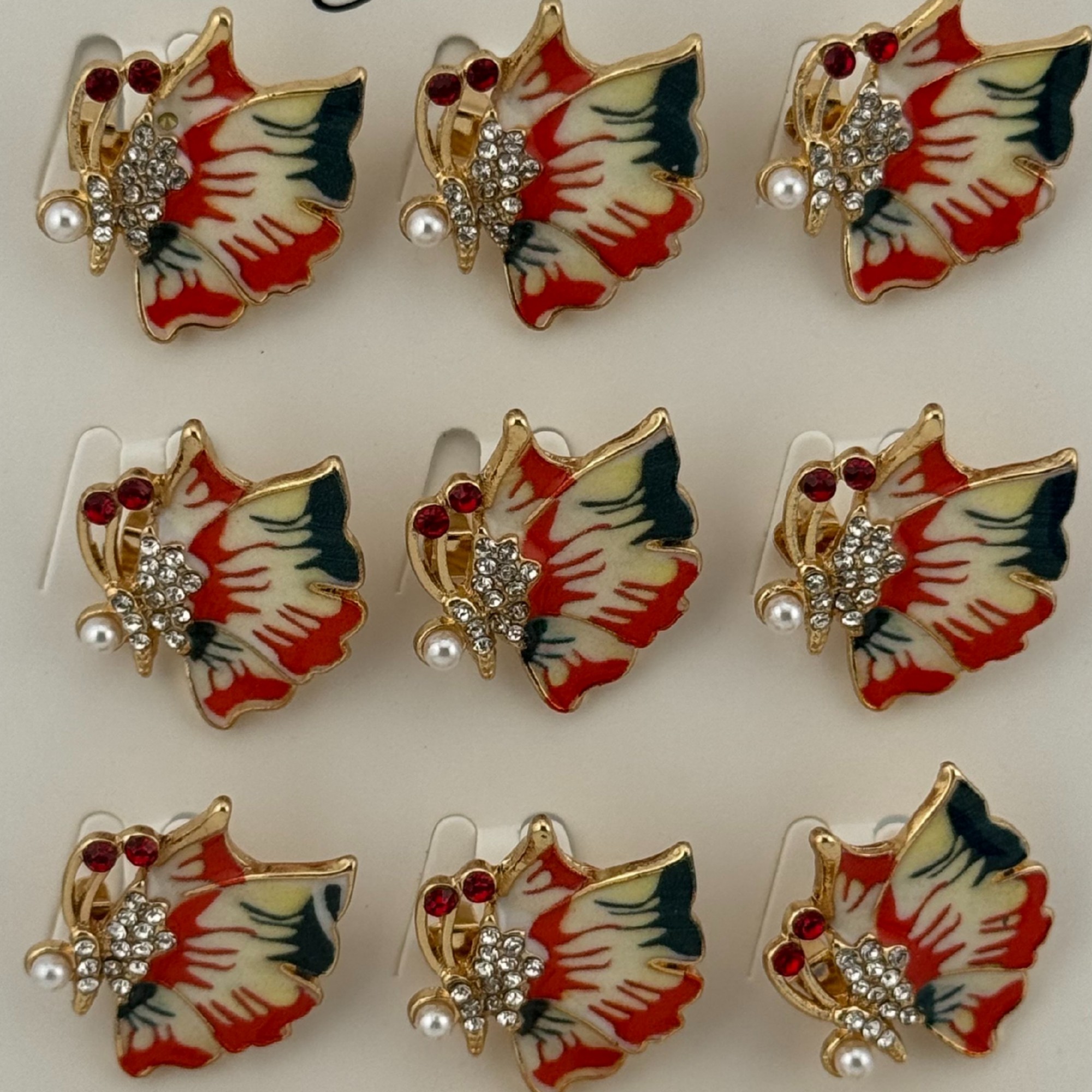 Set 12 Brose Martisor Primavara, Jolie, Model Fluture Rosu