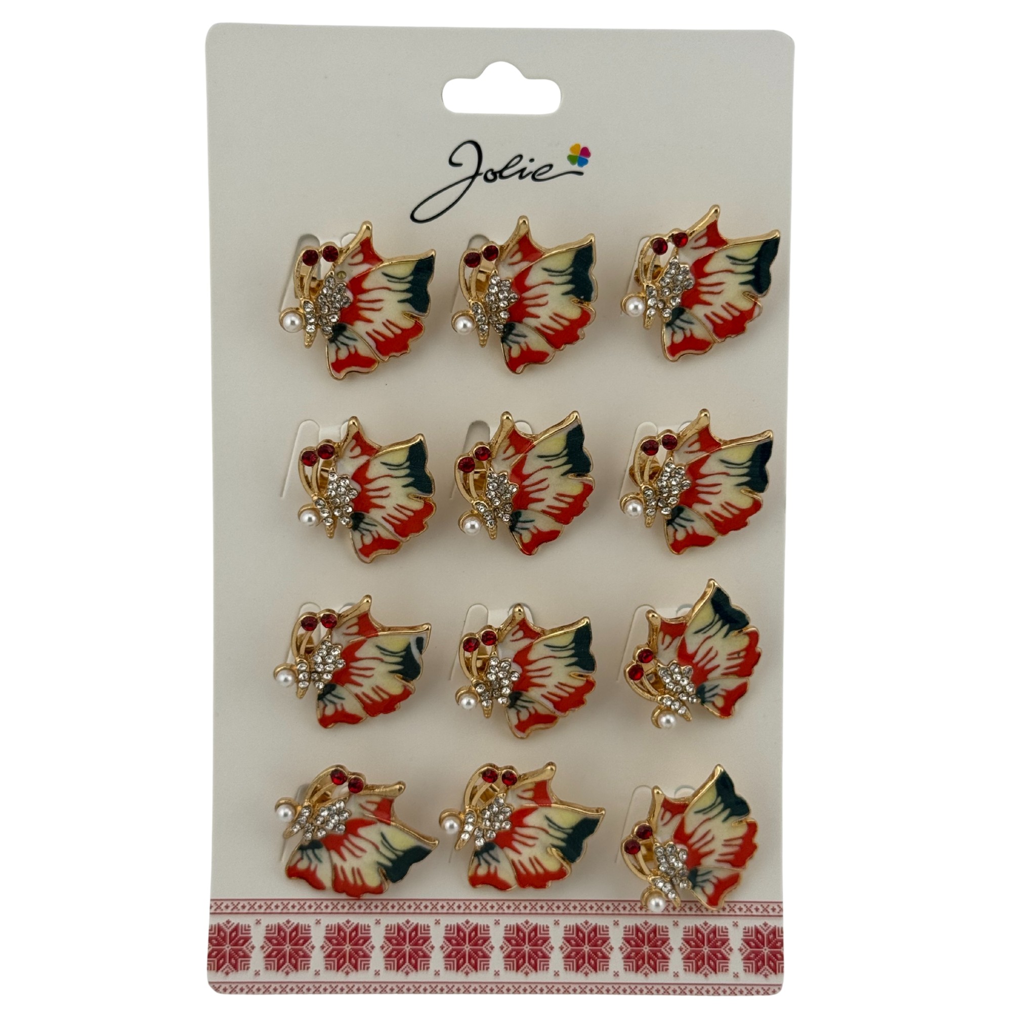 Set 12 Brose Martisor Primavara, Jolie, Model Fluture Rosu