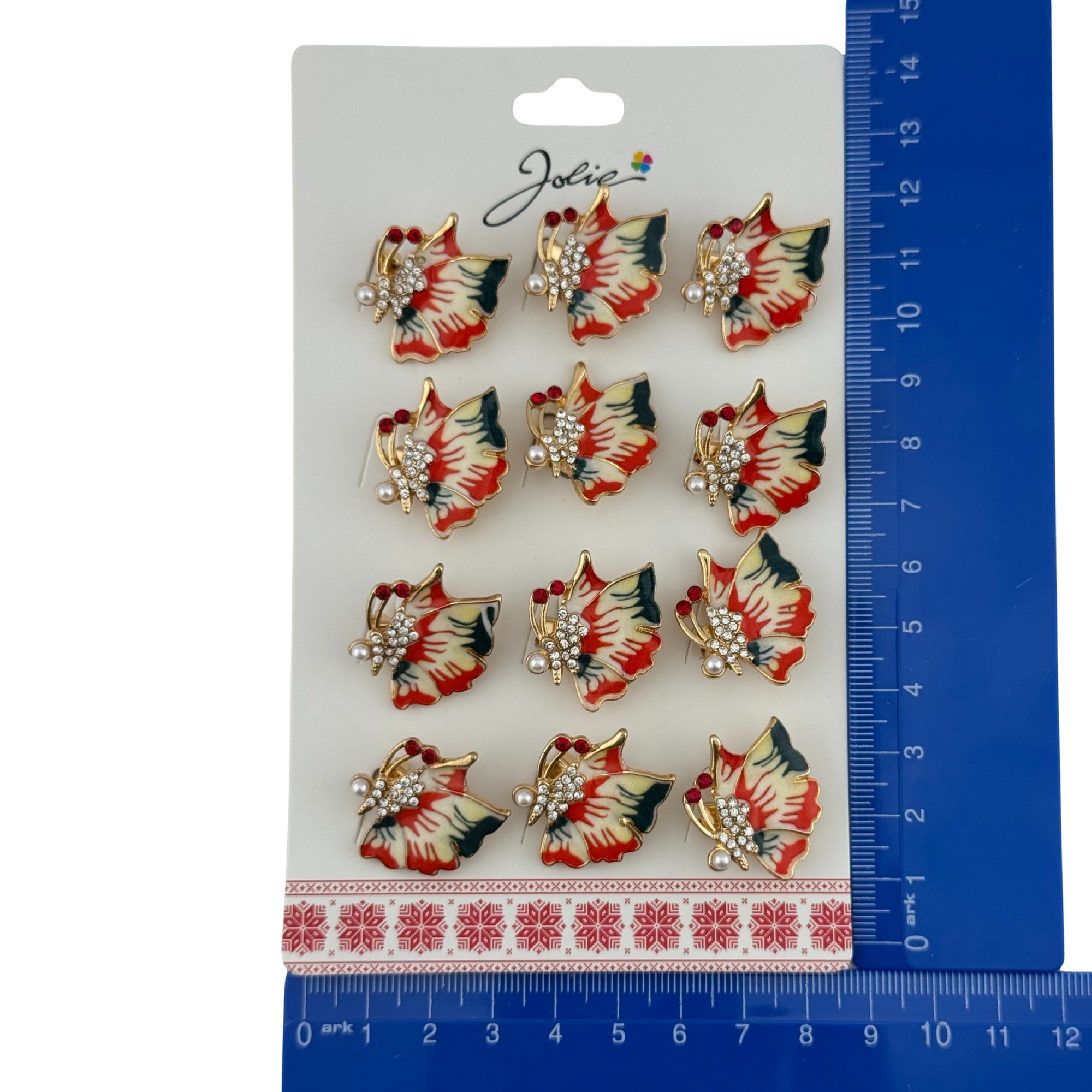 Set 12 Brose Martisor Primavara, Jolie, Model Fluture Rosu