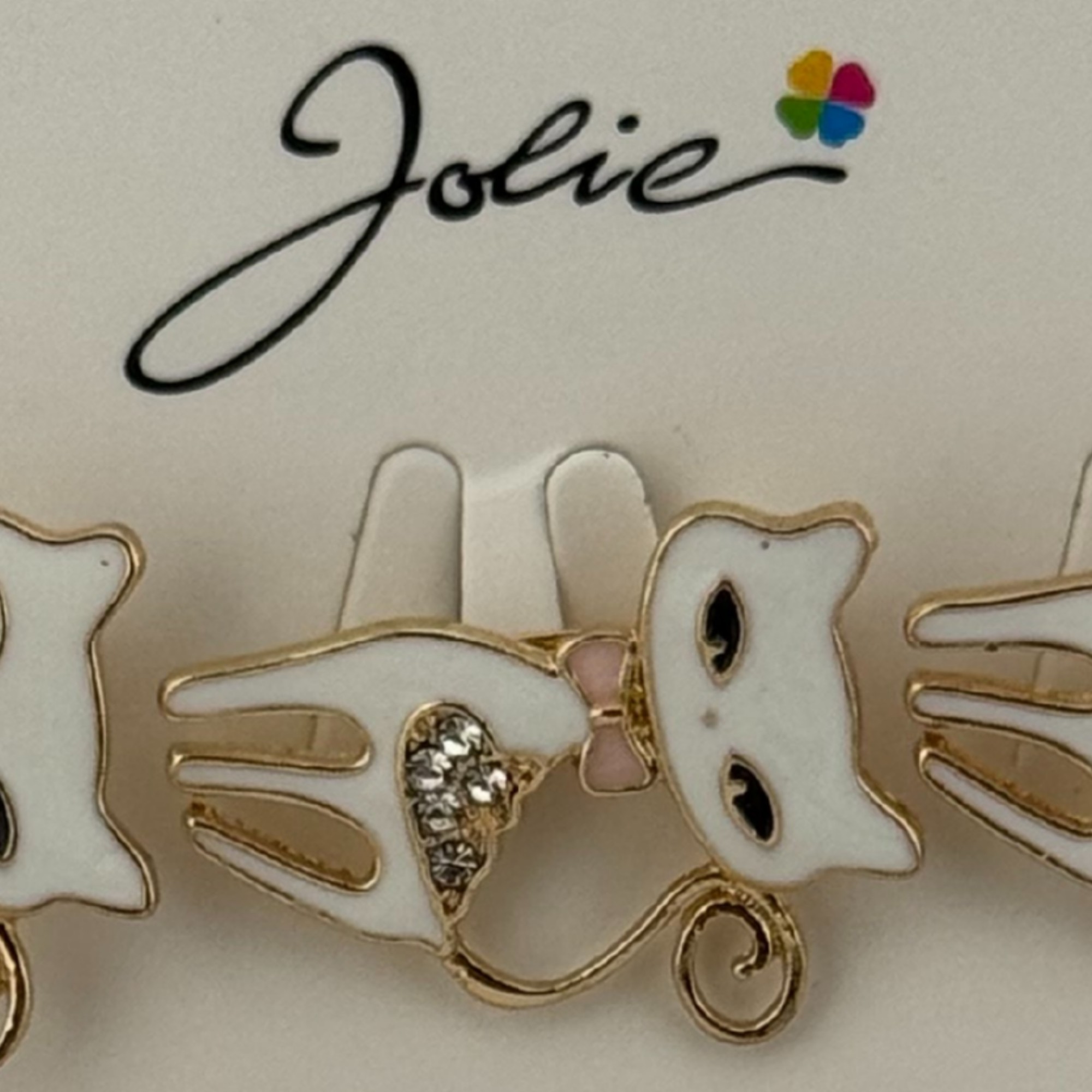 Set 12 Brose Martisor Primavara, Jolie, Model Pisica Alba cu Pietre