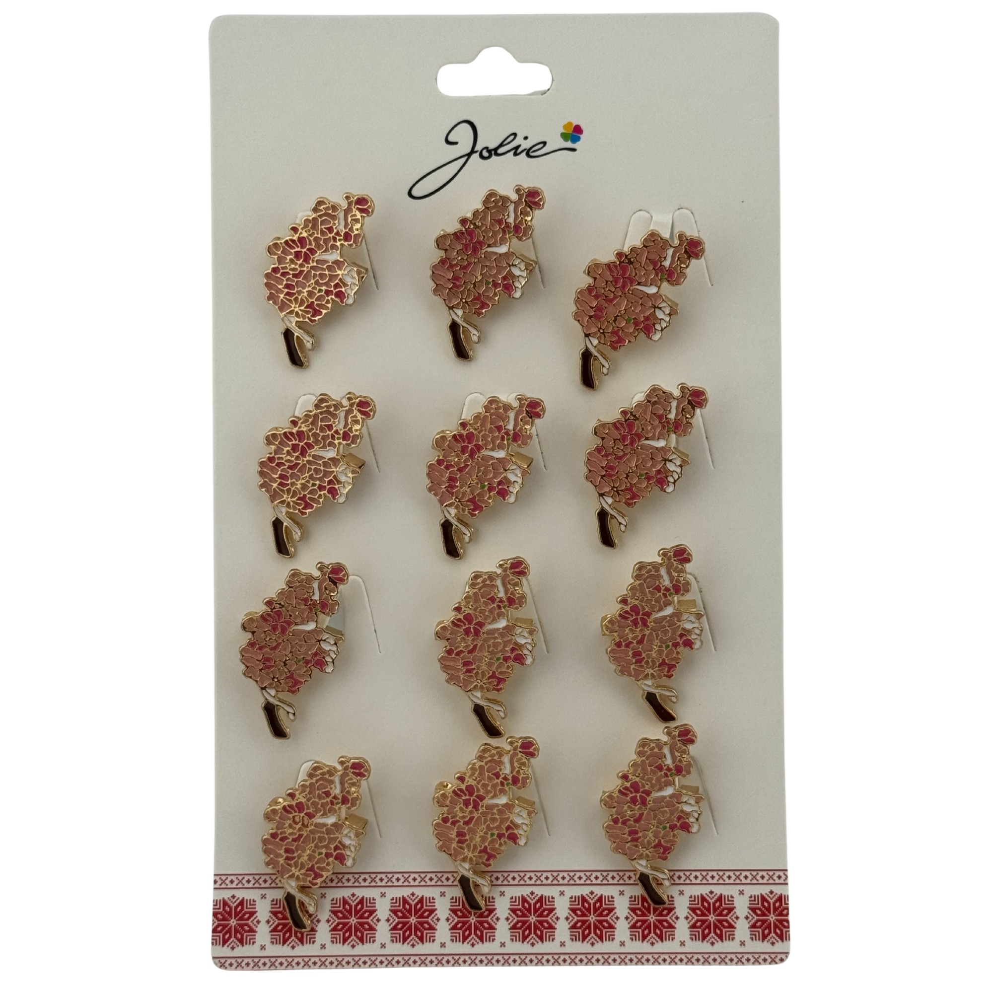 Set 12 Brose Martisor Primavara, Jolie, Model Buchet de Flori Roz