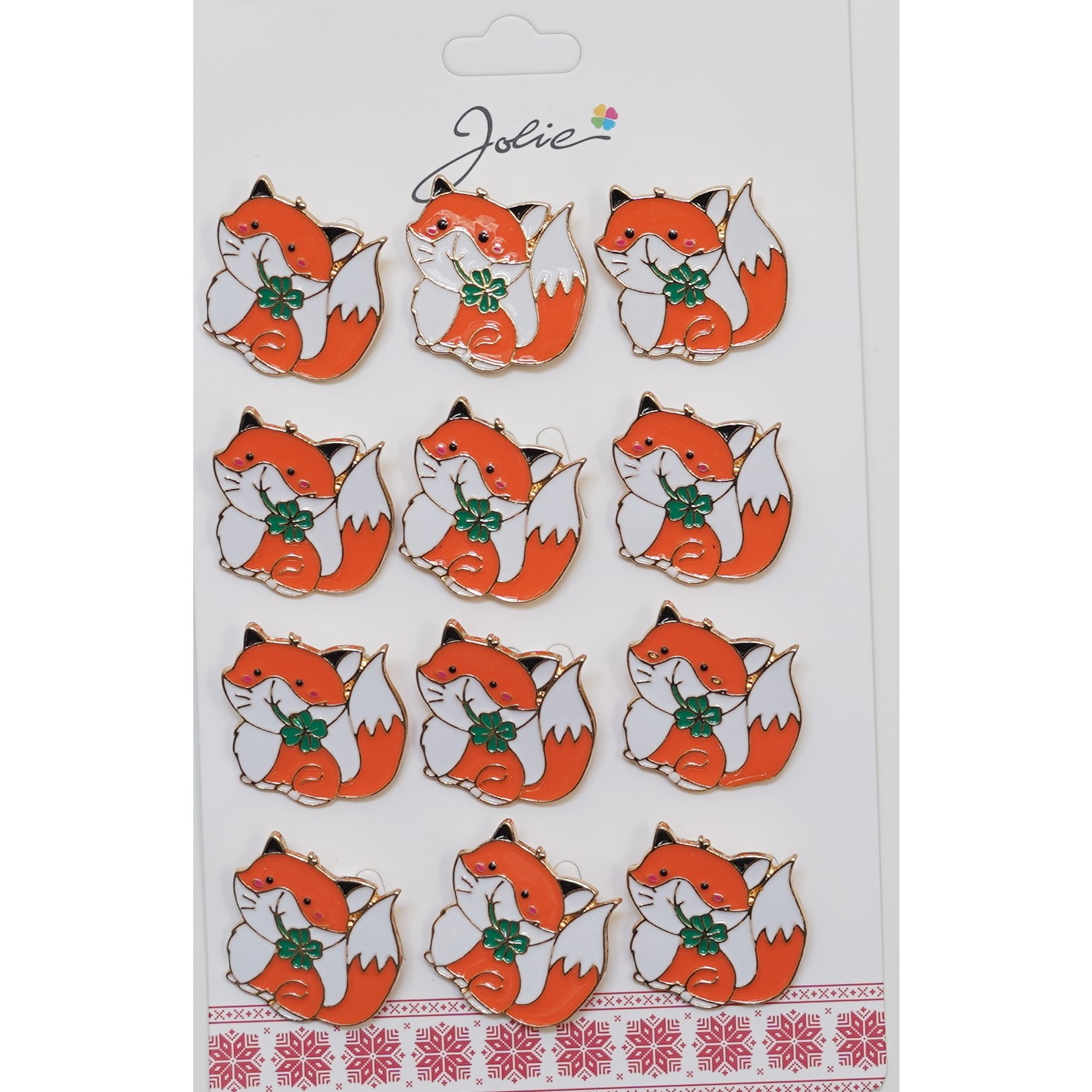 Set 12 Brose Martisor Vulpe cu Trifoi