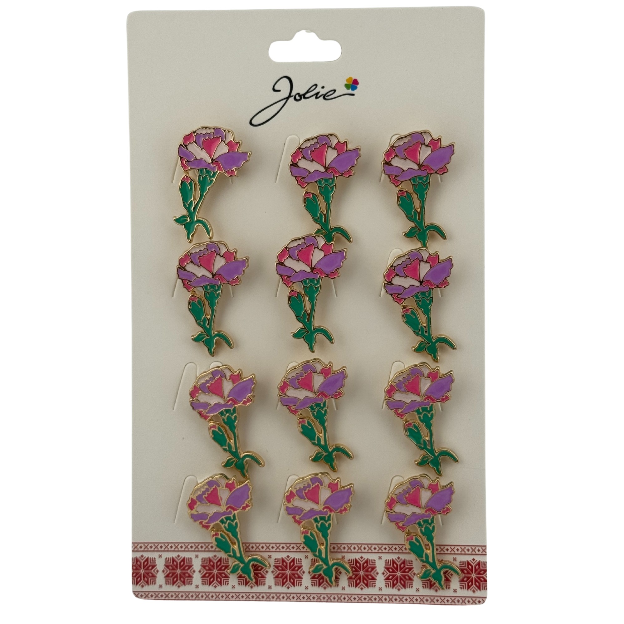 Set 12 Brose Martisor Primavara, Jolie, Model Garoafe Roz