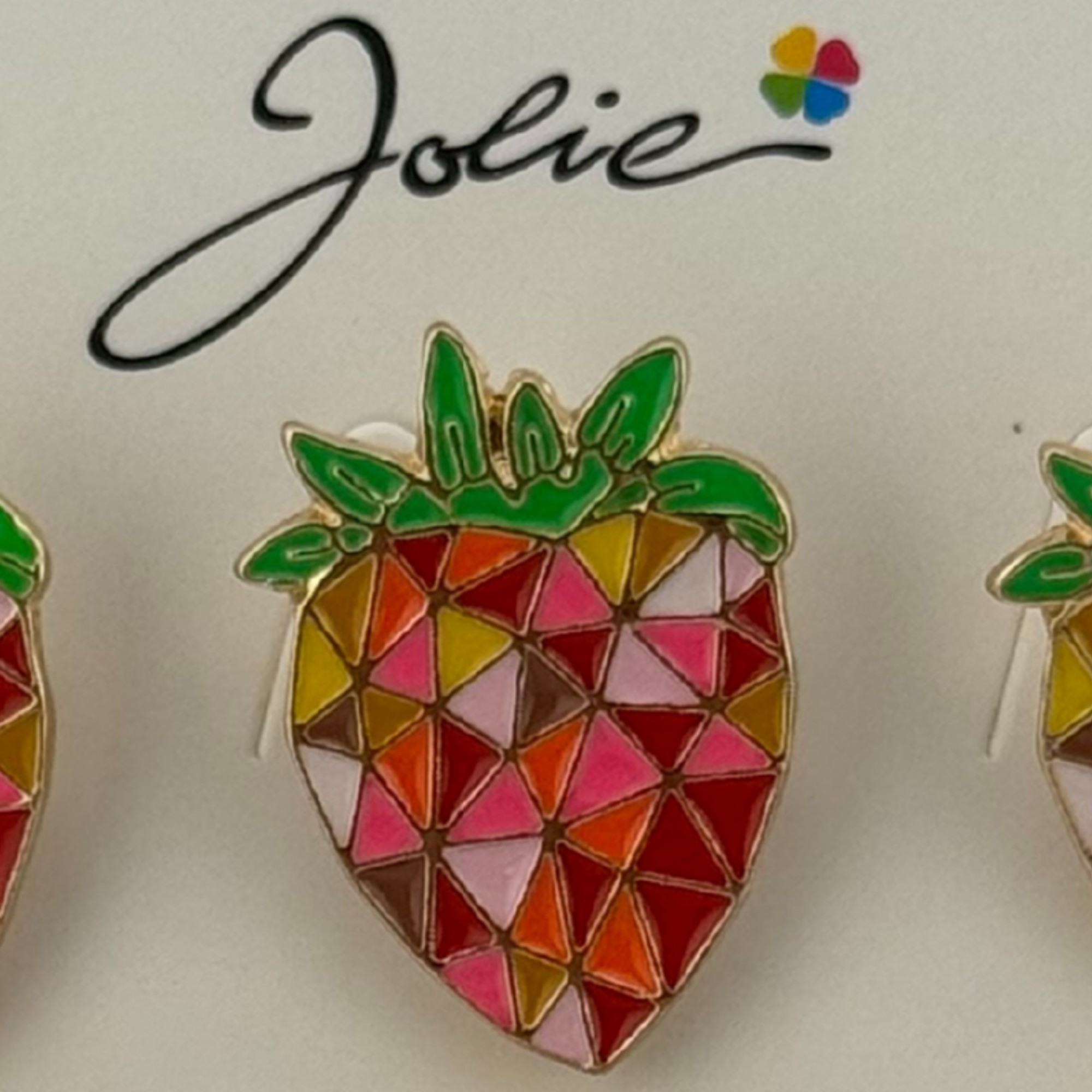 Set 12 Brose Martisor Primavara, Jolie, Model Capsuna in Mozaic, Rosu-Roz