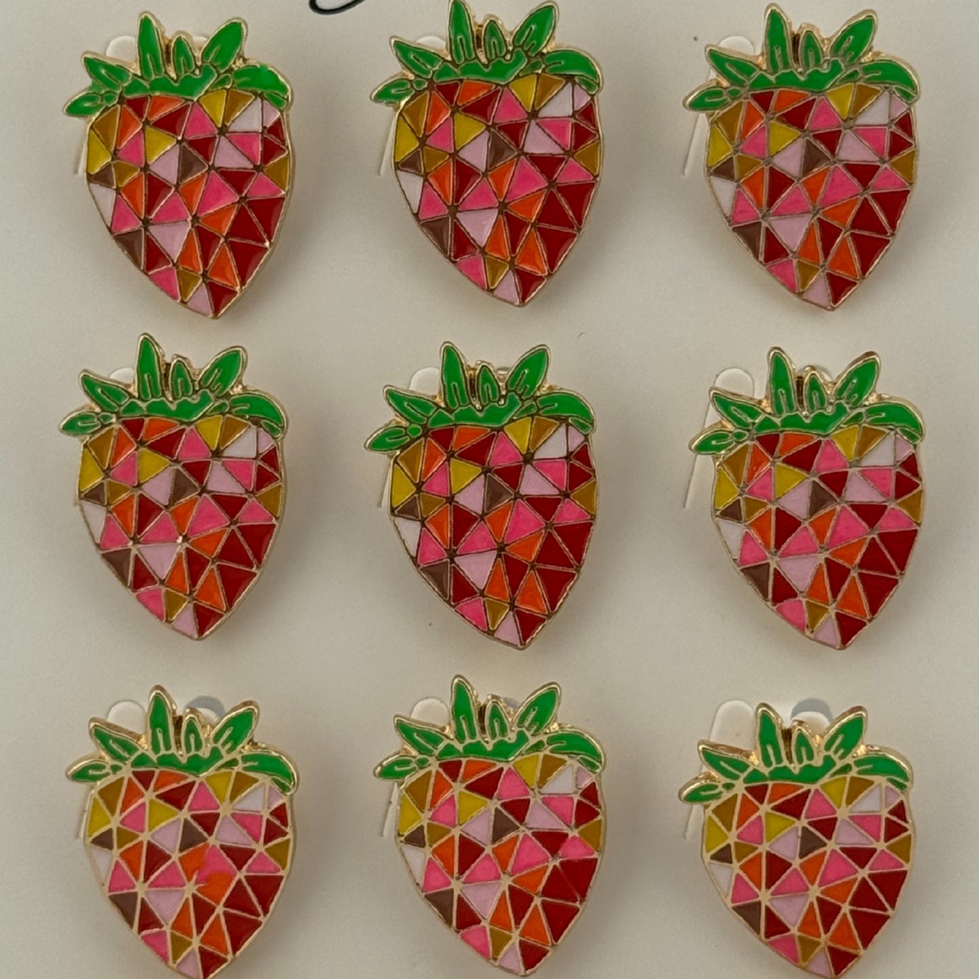 Set 12 Brose Martisor Primavara, Jolie, Model Capsuna in Mozaic, Rosu-Roz