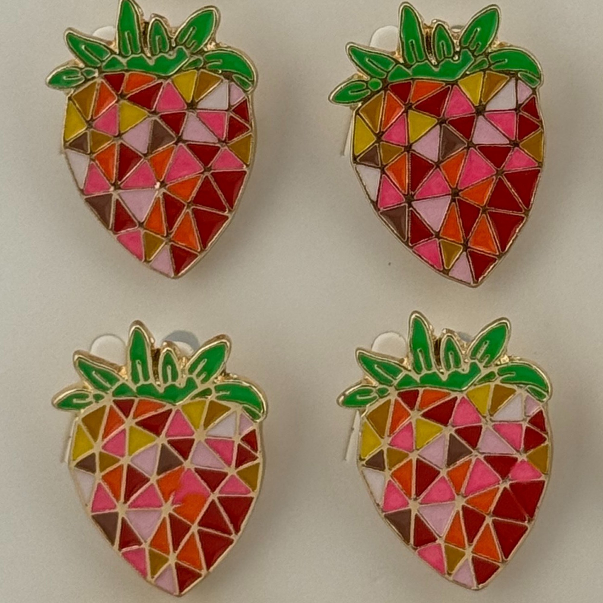 Set 12 Brose Martisor Primavara, Jolie, Model Capsuna in Mozaic, Rosu-Roz