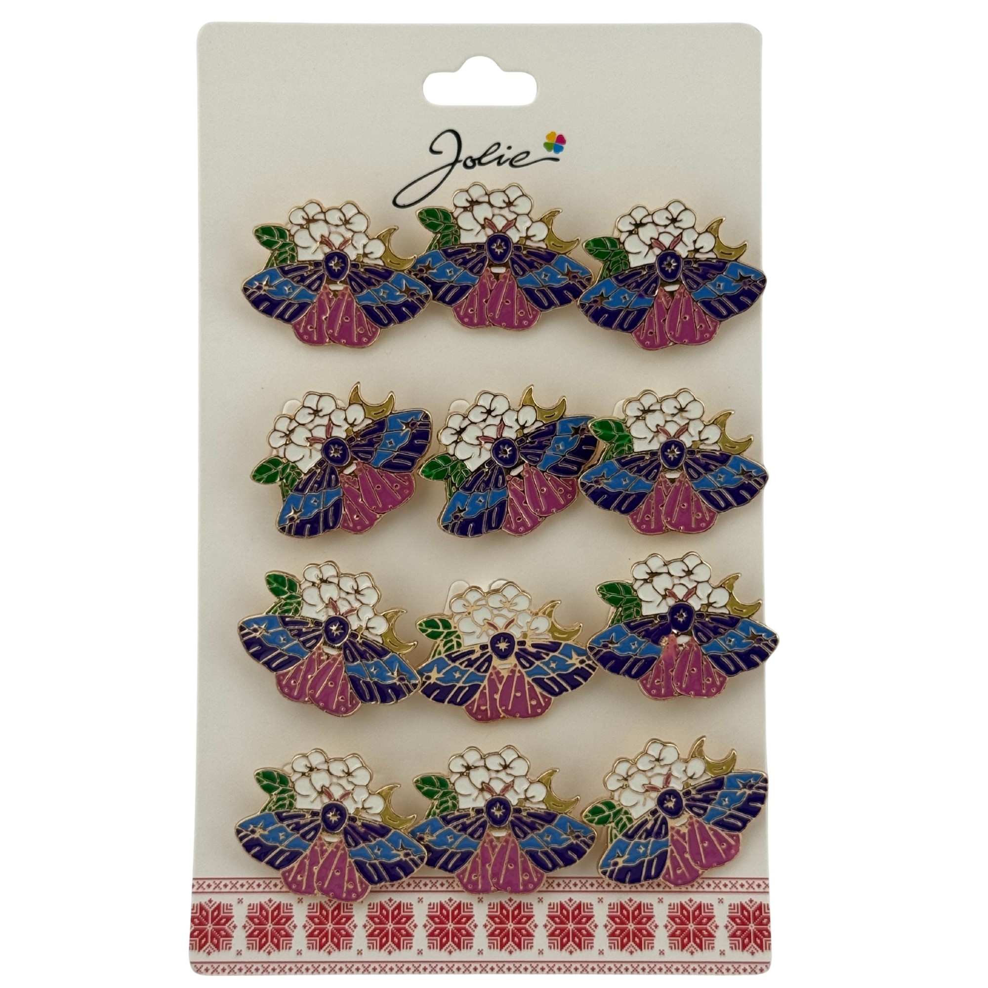 Set 12 Brose Martisor Primavara, Jolie, Model Fluture pe Floricele, Multicolor